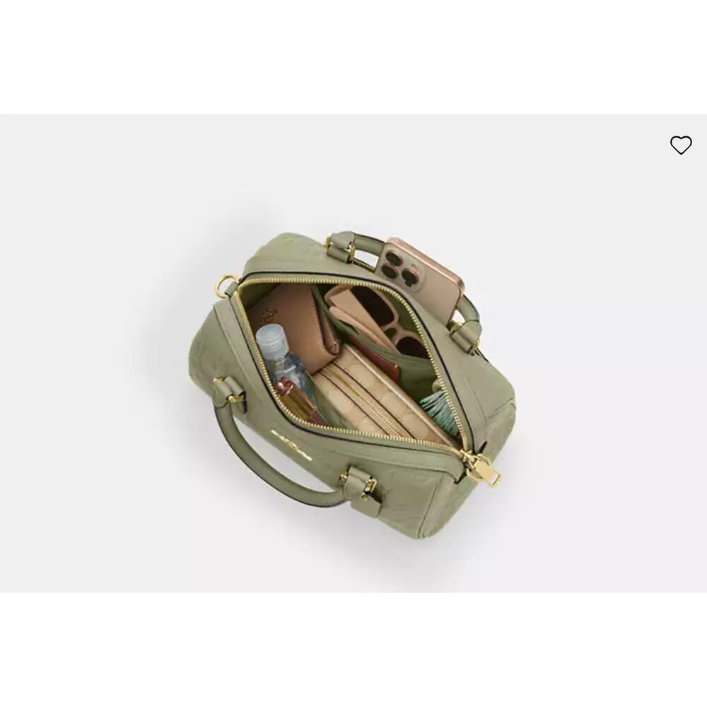 Rowan Satchel Bag In Signature Leather in Pebbled leather/Gold/Pistachio - Picture 6 of 6